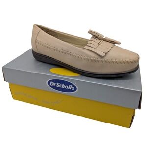 Dr Scholls Women's Beige Leather Tassel Loafer Comfort Shoes Size 6M